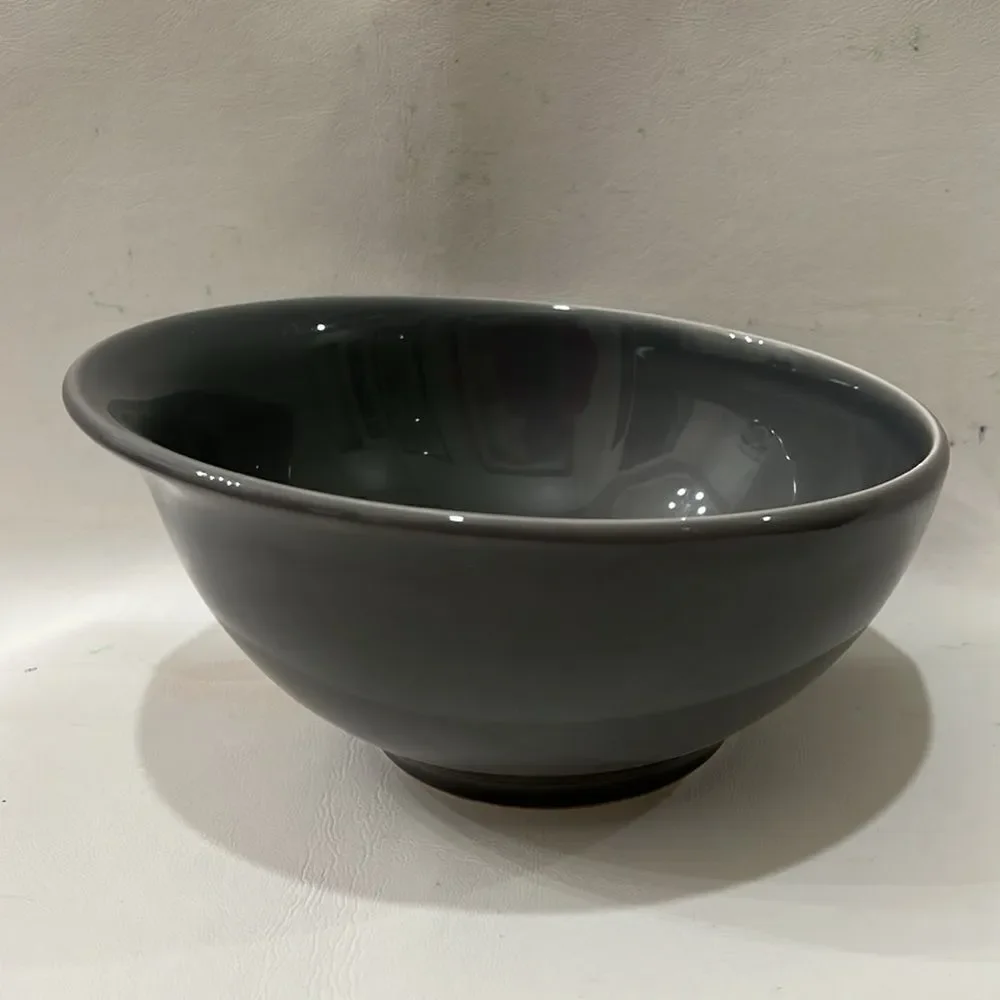 Williams Sonoma Bowl Gray Glass Portugal 3 1/2 Tall X 4 1/4 Tall 8 1/4 Round